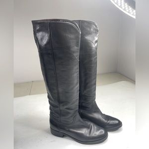 CHANEL WOMENS KNEE HIGH BLACK LEATHER BOOTS US 8.5 / EU 39.5